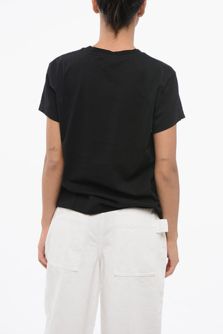 Crew Neck Cotton T-Shirt with Embroidered Logo