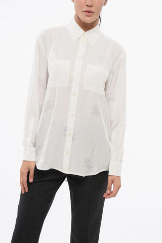 Silk IVANNA Shirt with Logo Print