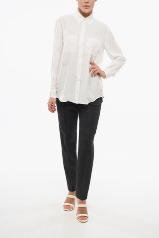 Silk IVANNA Shirt with Logo Print