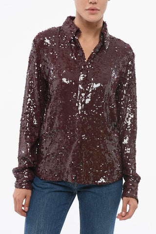 Camicia in Paillettes con Abbottonatura Nascosta