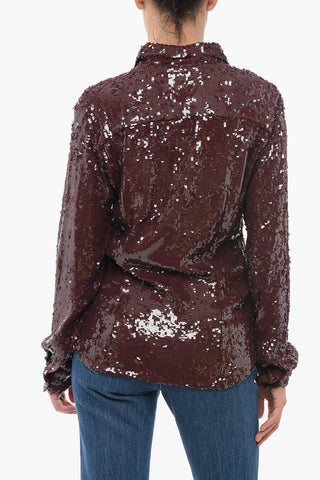 Camicia in Paillettes con Abbottonatura Nascosta