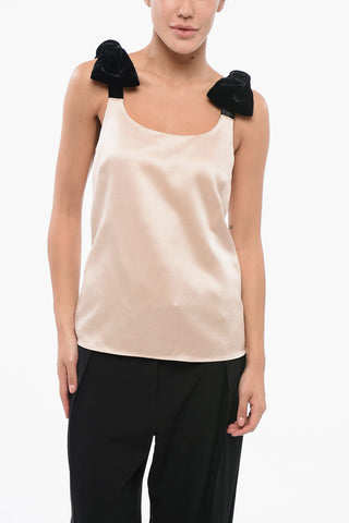 Top in Satin con Spalline Fiocco Velour