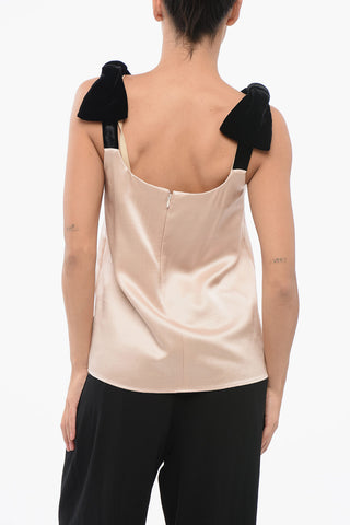 Top in Satin con Spalline Fiocco Velour