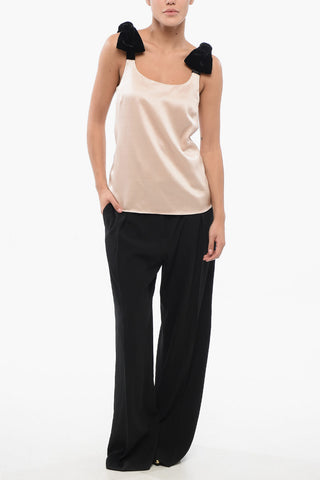 Top in Satin con Spalline Fiocco Velour