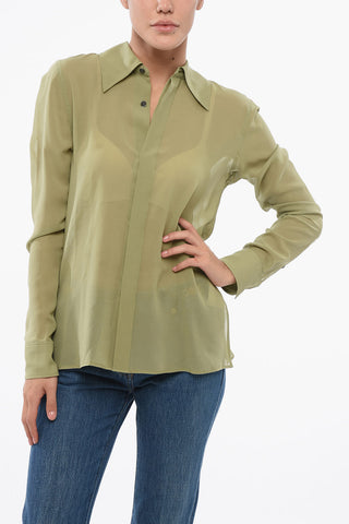 Camicia in Chiffon con Abbottonatura Nascosta