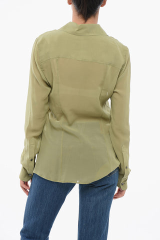 Camicia in Chiffon con Abbottonatura Nascosta