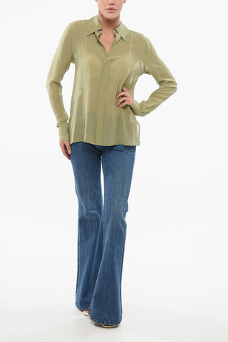 Camicia in Chiffon con Abbottonatura Nascosta