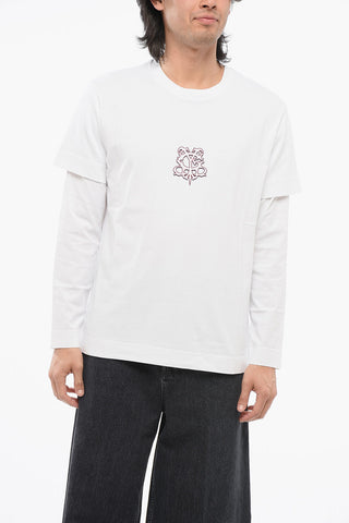 Crew Neck Cotton T-Shirt with Monogram Print