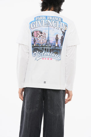 Crew Neck Cotton T-Shirt with Monogram Print