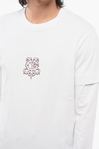 Crew Neck Cotton T-Shirt with Monogram Print