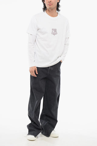 Crew Neck Cotton T-Shirt with Monogram Print