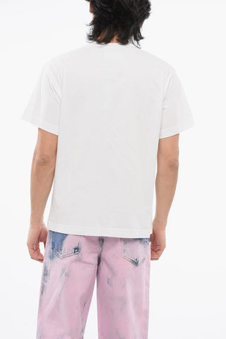 JEANS COUTURE T-Shirt Girocollo in Cotone con Logo in Cristalli