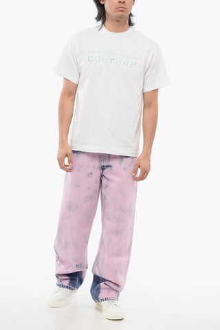 JEANS COUTURE T-Shirt Girocollo in Cotone con Logo in Cristalli