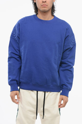 Crew Neck Brushed Cotton Sweatshirt with Quilted Details