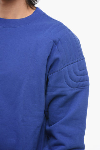 Crew Neck Brushed Cotton Sweatshirt with Quilted Details