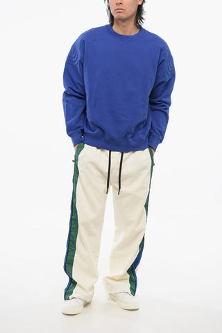 Crew Neck Brushed Cotton Sweatshirt with Quilted Details