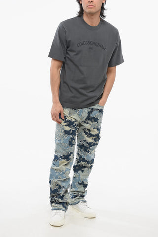 T-Shirt Girocollo in Cotone con Logo Stampato