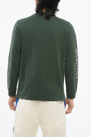 Crew Neck BRILHO Cotton T-Shirt with Glittered Logo