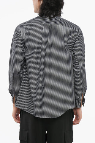 BLACK Hairline Cotton Shirt with Decentralized Design