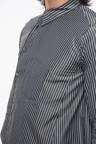BLACK Hairline Cotton Shirt with Decentralized Design