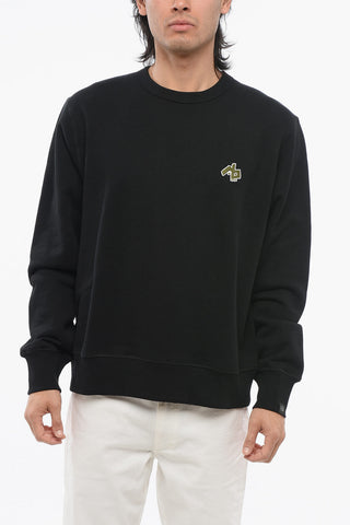 Felpa Girocollo in Cotone Garzato con Patch