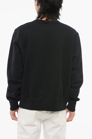 Felpa Girocollo in Cotone Garzato con Patch