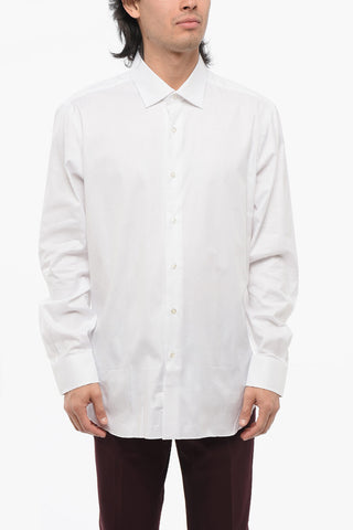 Camicia In Cotone a Tinta unita con Collo Francese
