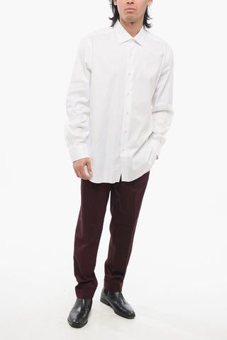 Camicia In Cotone a Tinta unita con Collo Francese