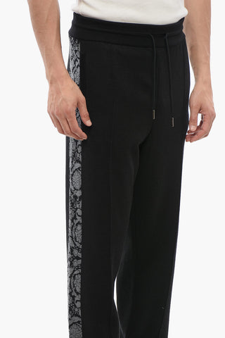 Knitted Sweatpants with Side Patterned Bands