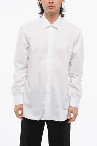 Poplin Cotton Shirt with Spread Collar 