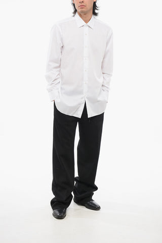 Poplin Cotton Shirt with Spread Collar 