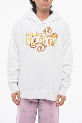 JEANS COUTURE Brushed Cotton Hoodie with Printed Logo