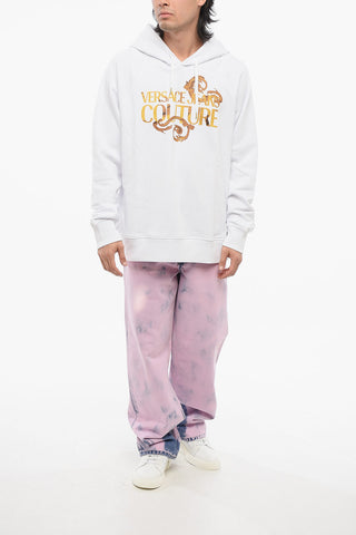 JEANS COUTURE Brushed Cotton Hoodie with Printed Logo