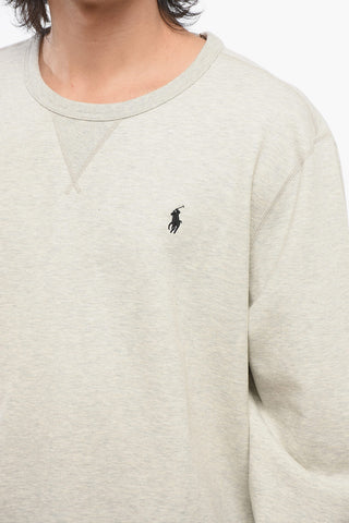 Felpa Girocollo in Misto Cotone con Logo Ricamato