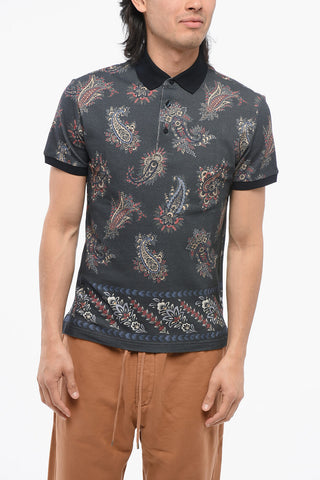 Paisley Patterned Piquet Cotton Polo