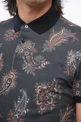 Paisley Patterned Piquet Cotton Polo
