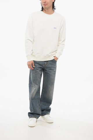 Solid Color Brushed Cotton Crewneck Sweatshirt