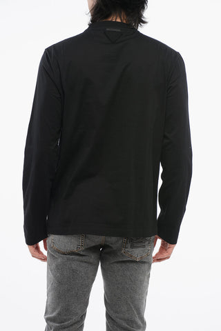 Crew Neck Cotton T-Shirt with Long Sleeves