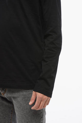 Crew Neck Cotton T-Shirt with Long Sleeves