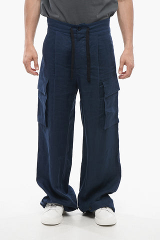 Pantaloni Cargo in Lino ad 1 Pince