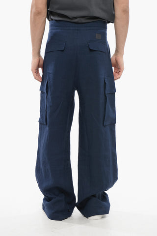 Pantaloni Cargo in Lino ad 1 Pince