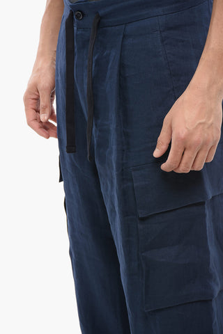 Pantaloni Cargo in Lino ad 1 Pince