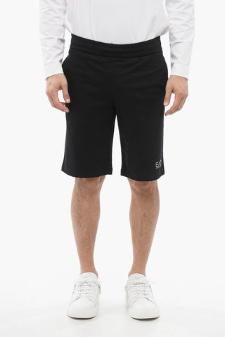 EA7 Baumwoll-Shorts mit Lamé-Print-Logo