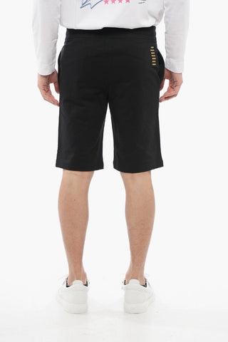EA7 Baumwoll-Shorts mit Lamé-Print-Logo