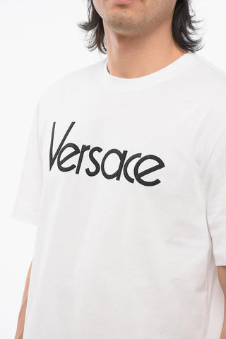 T-Shirt Girocollo in Cotone con Logo Ricamato