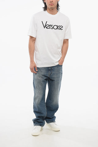 T-Shirt Girocollo in Cotone con Logo Ricamato