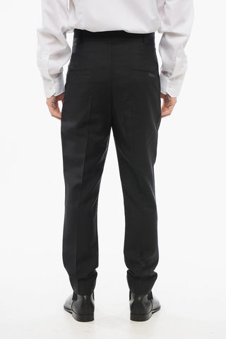 Single-pleated Pure Mohair Pants with Belt Loops
