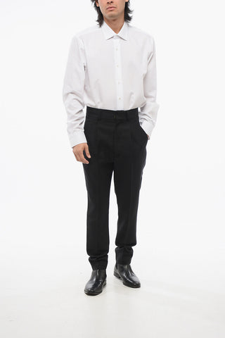Single-pleated Pure Mohair Pants with Belt Loops