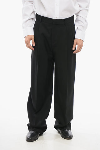 Double-pleated Virgin Wool Pants with Belt Loops