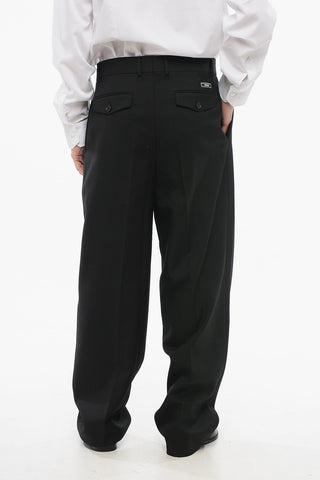 Double-pleated Virgin Wool Pants with Belt Loops